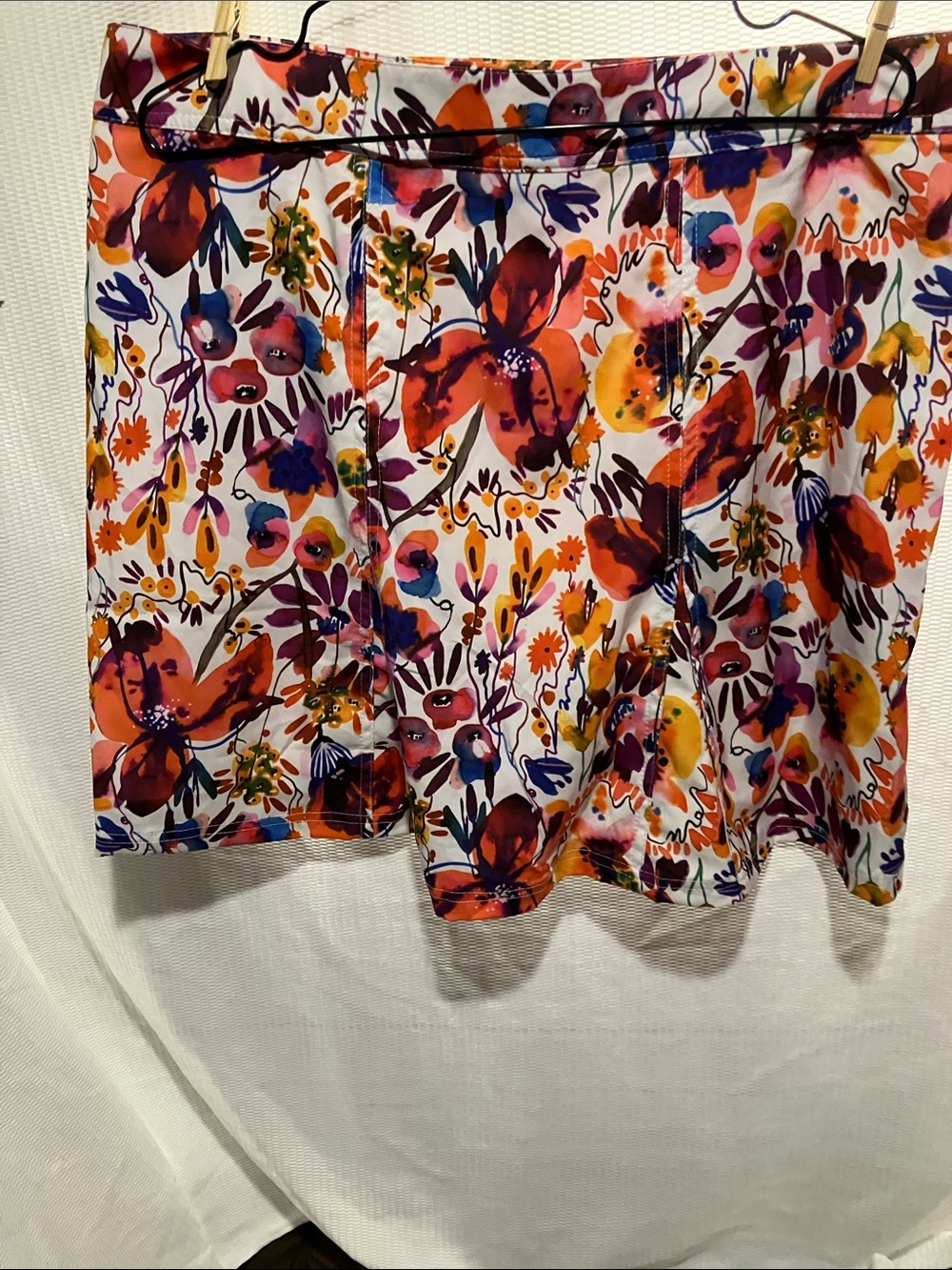 Ripskirt Hawaii Floral Mini Skirt in White with Orange and Purple Accents - Picture 7 of 10